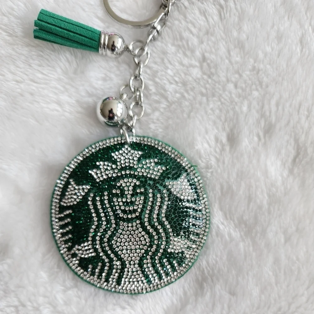 Starbucks Rhinestone Keychain Bag Charm